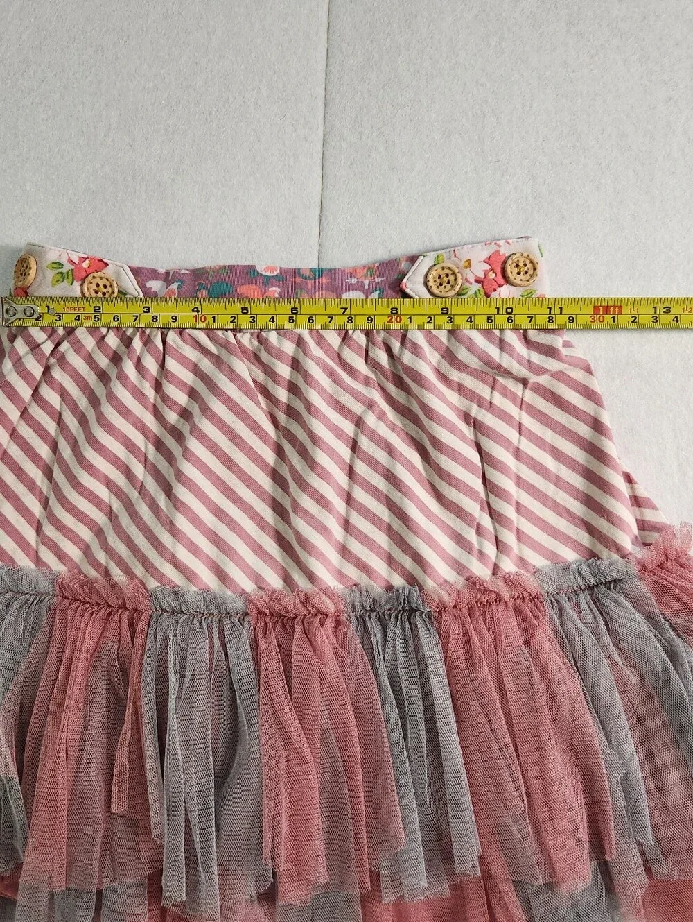 Matilda Jane Pink & Gray Layered Tulle Ruffle Skirt Size 8 - Picture 6 of 10